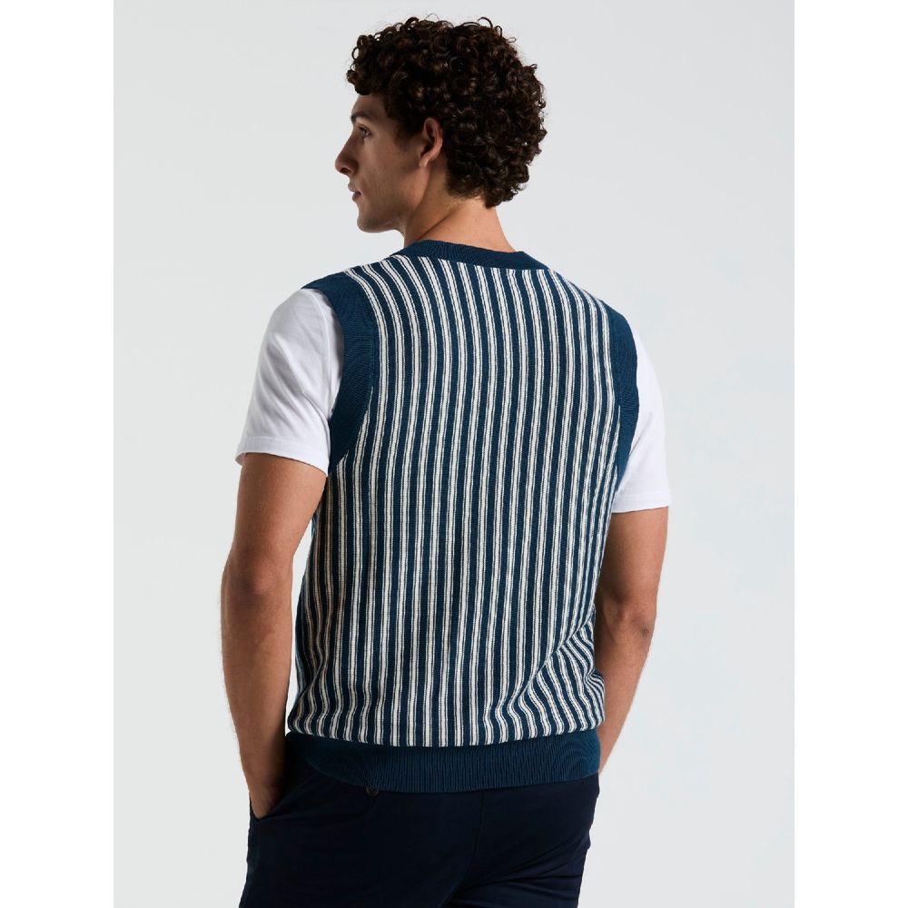 Chaleco Tejido Escote V Rayado