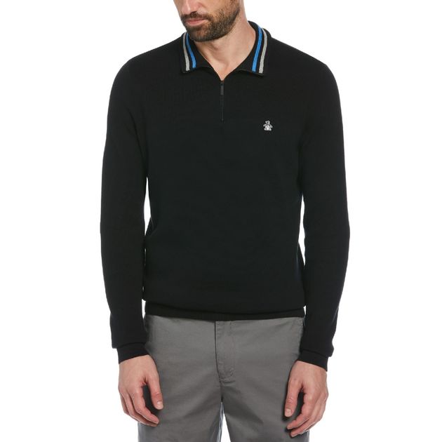 Sweater Liso Con Cierre 1/4 En Cuello