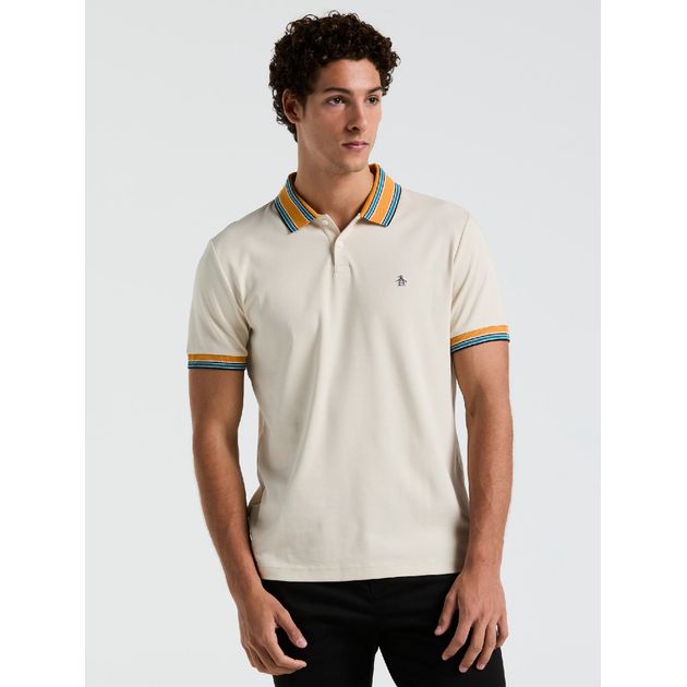 Polo Novelty Interlock Con Cuello Y Puños Rayados