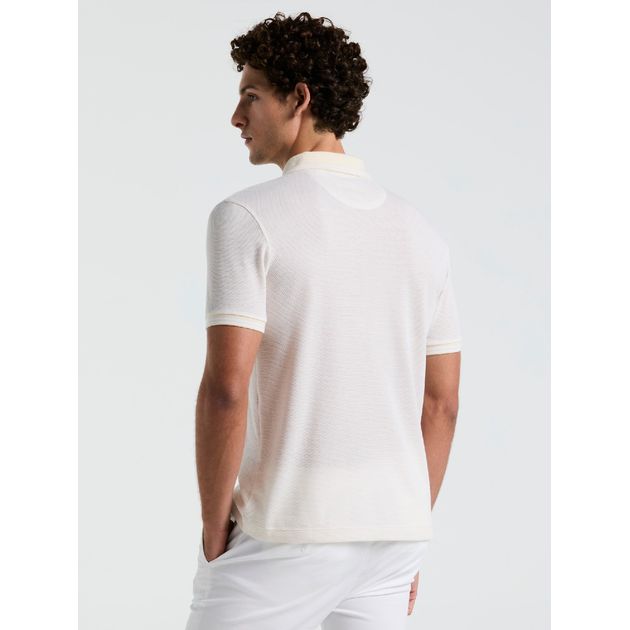 Polo Jacquard Con Cierre 1/4 Y Vivo En Cuello