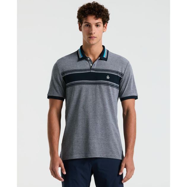 Polo Jacquard Con Raya Central