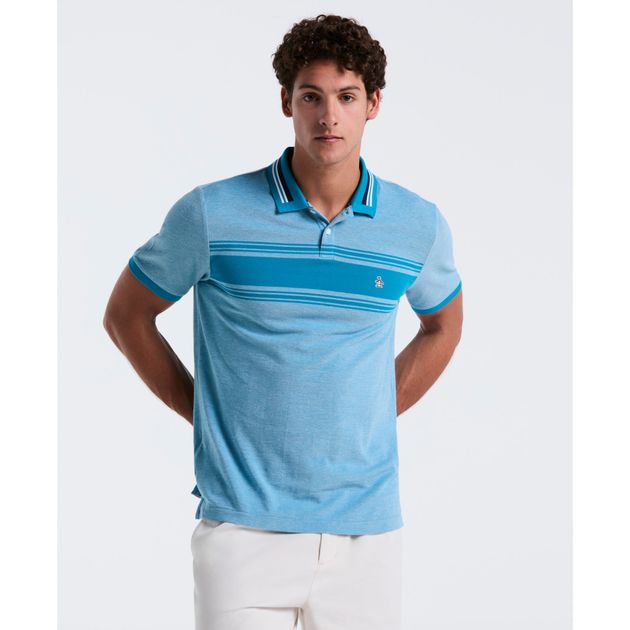 Polo Jacquard Con Raya Central
